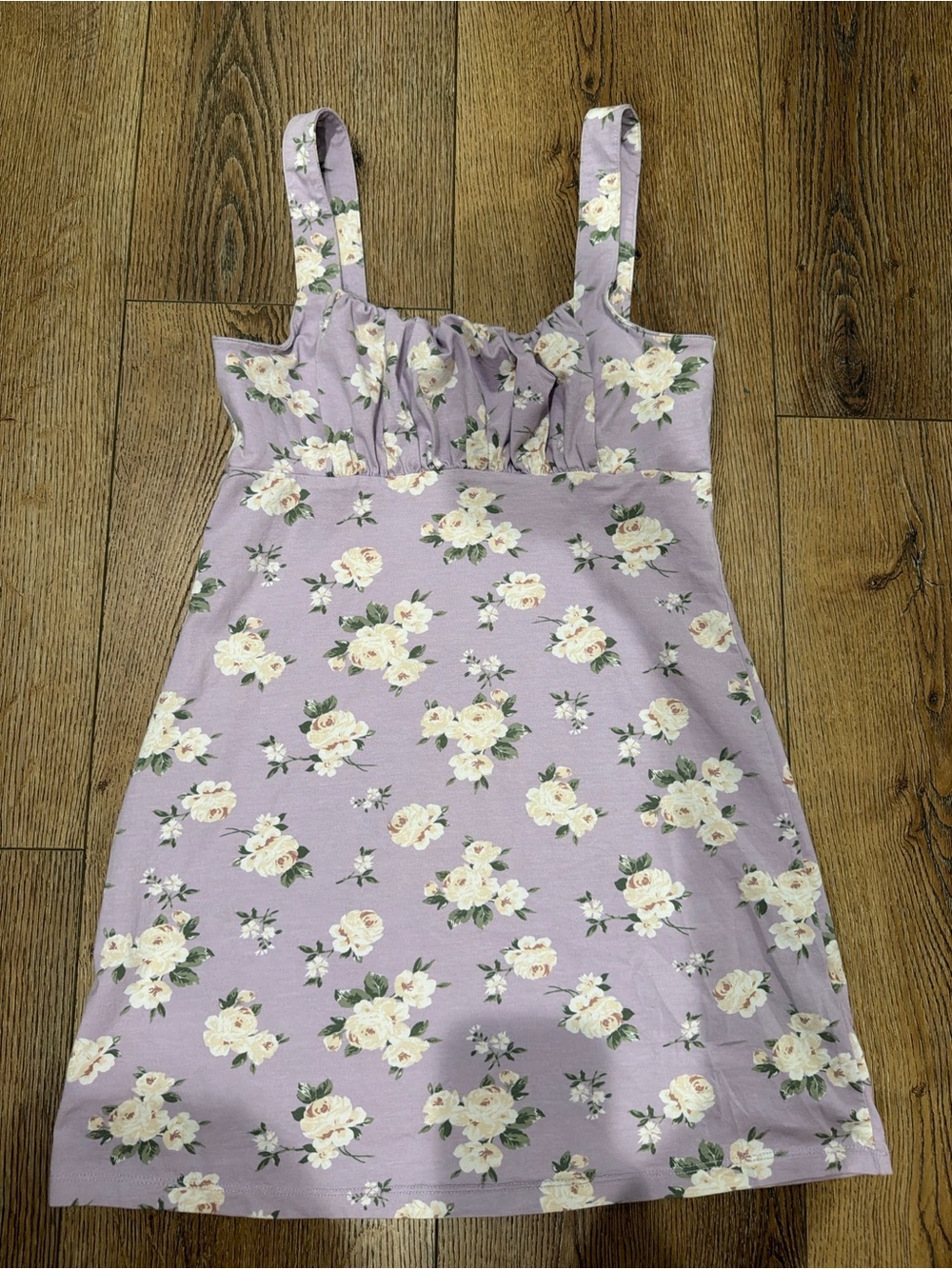 Hollister Lilac Floral Slip Dress with Cream Roses